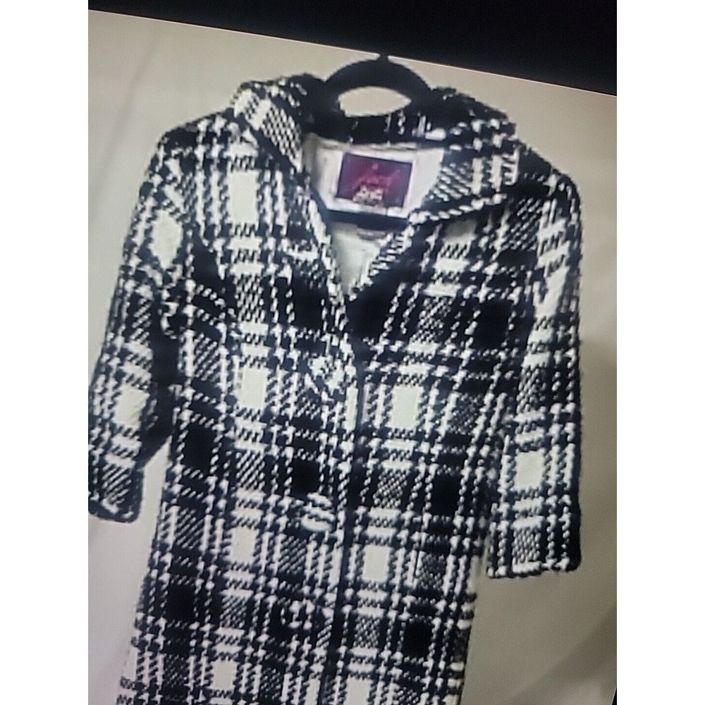 Jack by BB Dakota Black White Plaid Pea Coat Medium 010317ANM